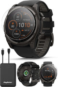 PlayBetter Garmin Fenix 8 Solar Sapphire (51mm, Carbon Gray DLC Titanium) Multisport GPS Smartwatch Bundle - 1.4' Touchscreen, Built-in LED Flashlight Portable & Screen Protectors
