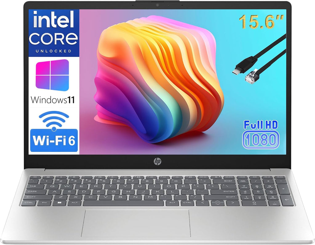 HP Essential 15.6' 2026 Laptop for Students & Professionals, Intel 4-Core N100, 8GB RAM, 256GB SSD, FHD Display, All-Day Battery Life, Office 365, Portable Lightweight Design, Windows 11, Type-C RJ45