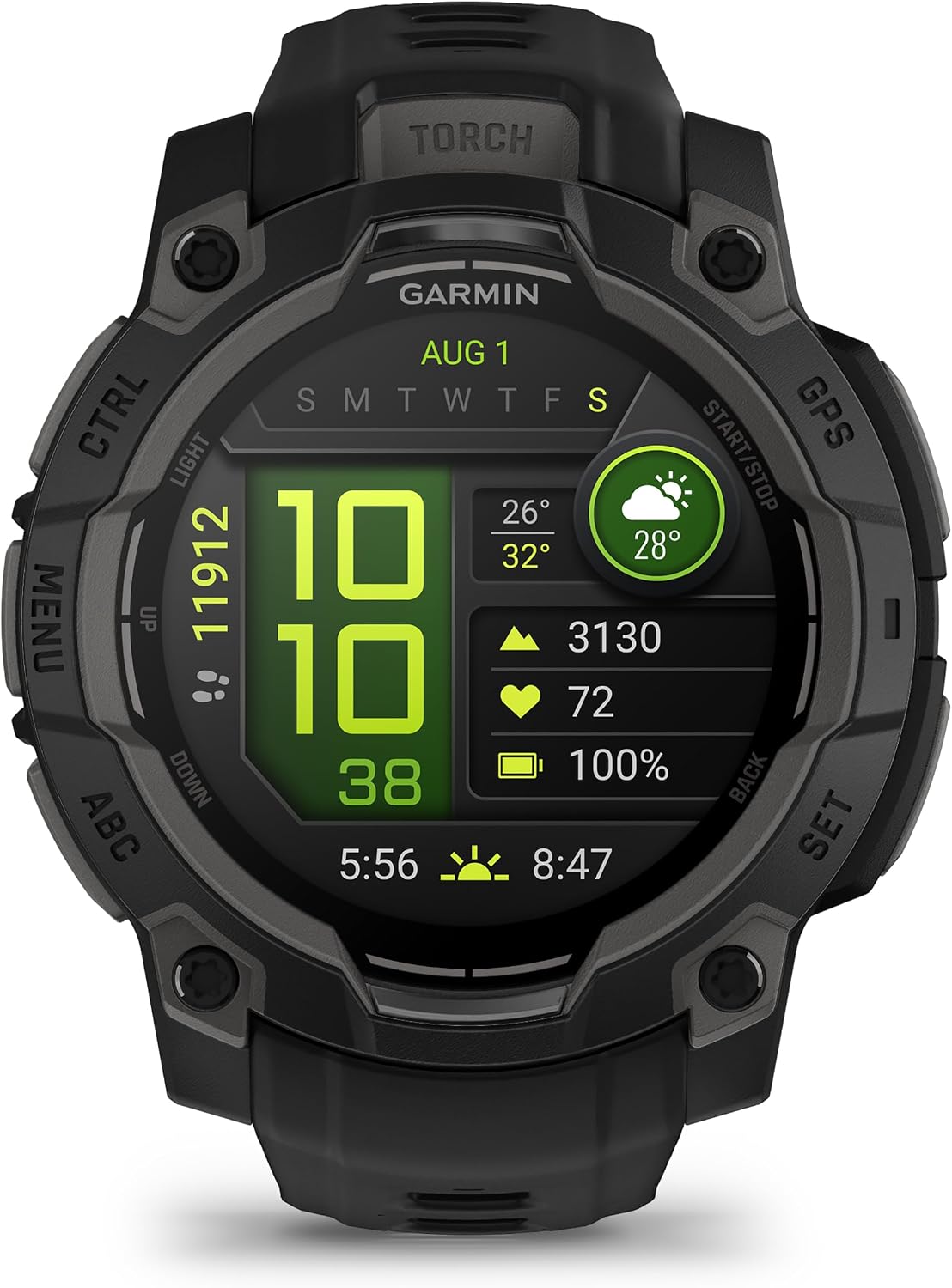 Garmin Instinct® 3 50mm, AMOLED Display, Rugged Outdoor GPS Smartwatch, Metal-Reinforced Bezel, Built-in Flashlight, Up to 18 Days of Battery Life, Charcoal