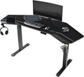 EUREKA ERGONOMIC Gaming Standing Desk w Dual Motor,72' Wing Shaped Music Studio Desk Electric Adjustable Height Table Recording Live Stream, Slot Design,Black