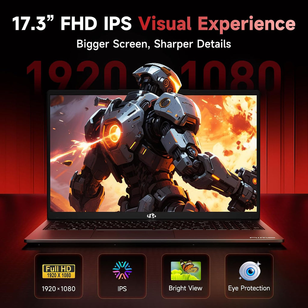 NIMO 17.3' IPS FHD-Gaming-Laptop, AMD Ryzen 5 6600H 16GB DDR5 RAM 1TB SSD (Beat i7-1165G7 Up to 4.5GHz) Radeon 660M GPU-Computer with 100W Type-C Backlit Keyboard Fingerprint