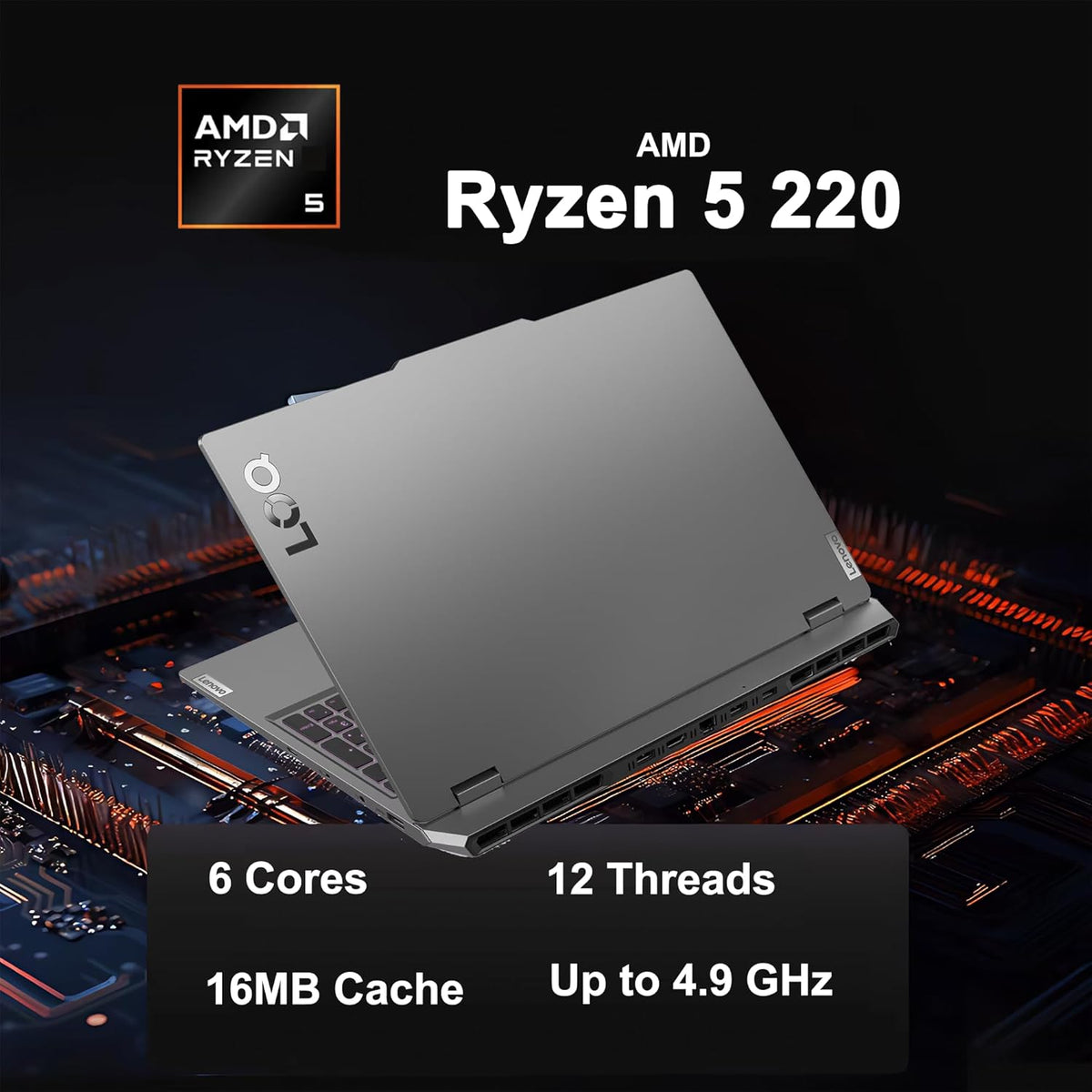 Lenovo LOQ Gaming AI Laptop 15.6' FHD IPS 144Hz (100% sRGB G-SYNC) AMD 6-core Ryzen 5 220 32GB RAM 1TB SSD GeForce RTX 5050 GDDR7 (440 AI Tops) Backlit Nahimic 5MP Privacy Camera Win11 ICP Hub