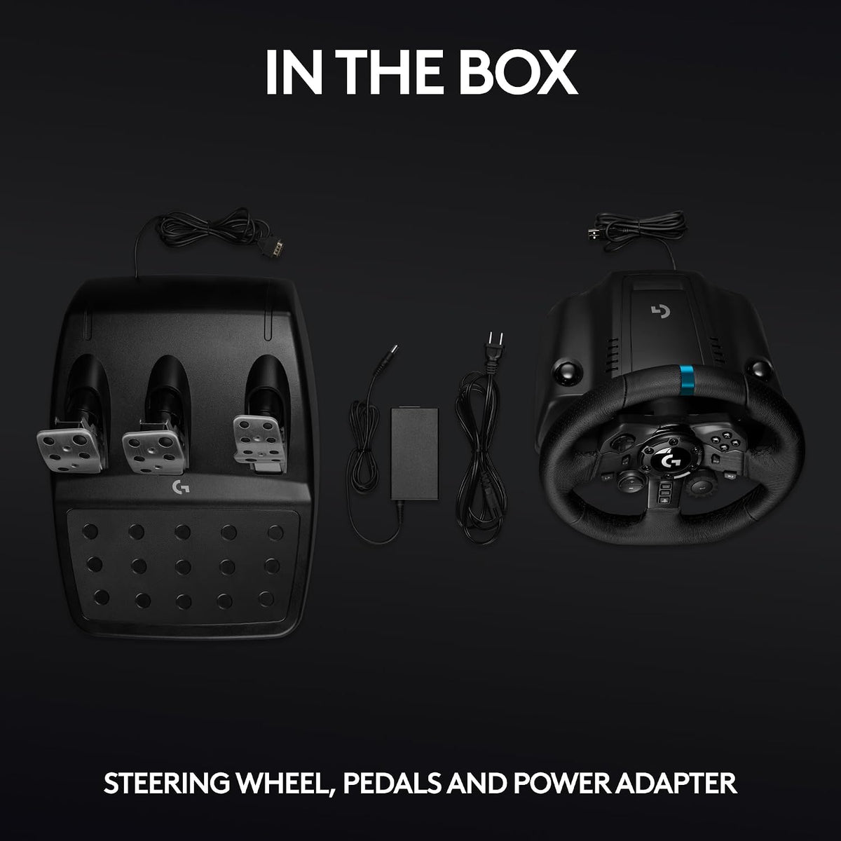 Logitech G923 Racing Wheel and Pedals, TRUEFORCE up to 1000 Hz Force Feedback, Gaming Steering Wheel PS5, PS4, PC, Mac, Genuine Leather- Black
