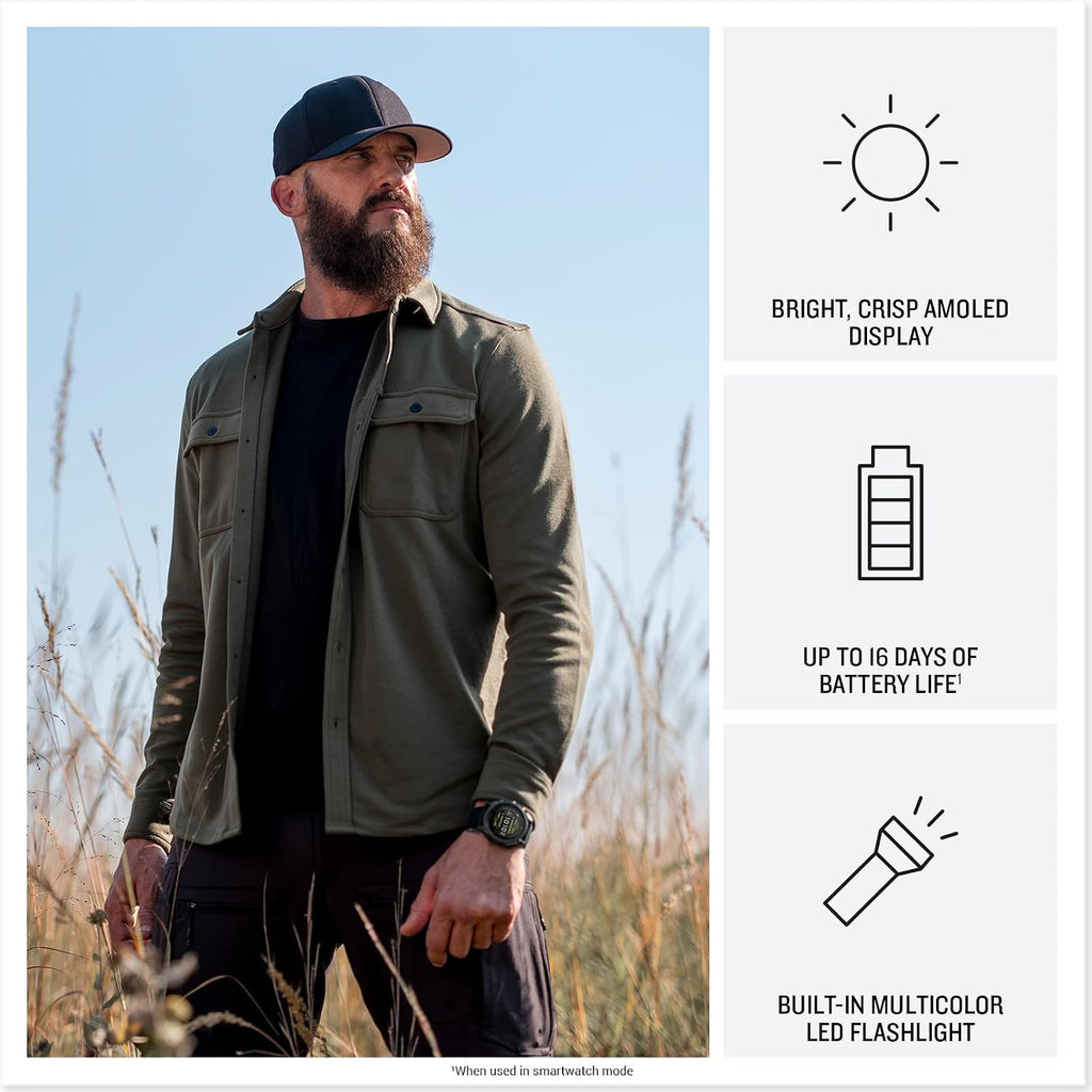 Garmin Tactix 8 47mm AMOLED Display Smart Watch, Built-in Flashlight, 16 Days Battery Life, Premium Tactical GPS Smartwatch, Includes Applied Ballistics Ultralight Solver Bundle with Earbuds and More