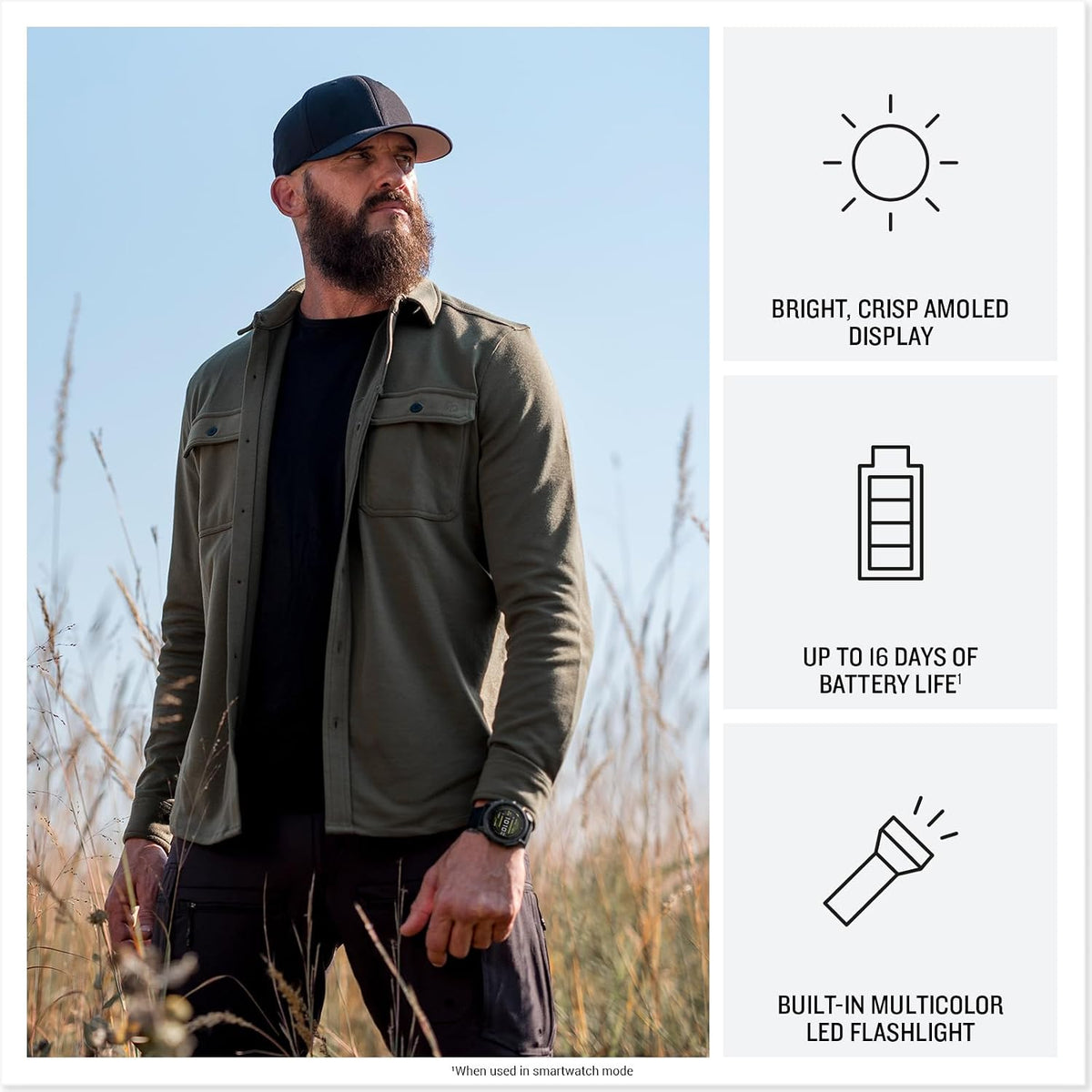 Garmin Tactix 8 47mm AMOLED Display Smart Watch, Built-in Flashlight, 16 Days Battery Life, Premium Tactical GPS Smartwatch, Includes Applied Ballistics Ultralight Solver Bundle with Earbuds and More