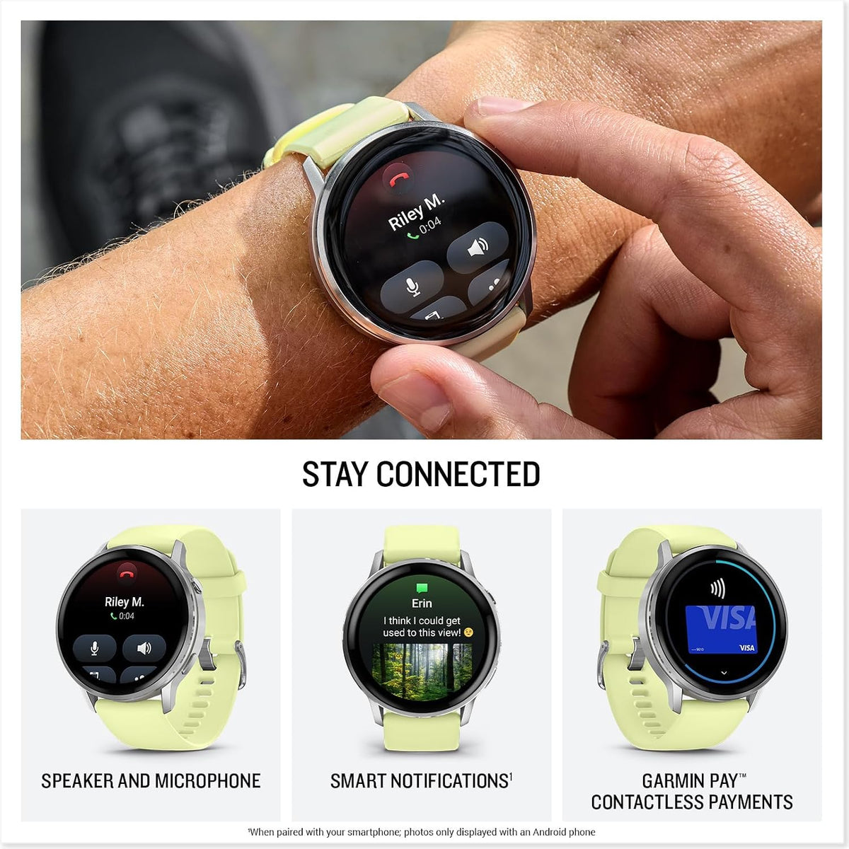 Garmin Venu 4 (45mm) Smartwatch – GPS, AMOLED, Sleep Coach, Body Battery, Silver with Citron Silicone Band Bundle with Deco Essentials Charging Dock, 3-Pack Dust Covers & 1.4' Screen Protector
