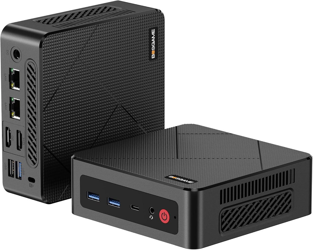 BOSGAME E4 Mini PC, Mini Computers with AMD Ryzen 5 3550H, 16GB DDR4 512GB PCIe SSD, Dual RJ45, 4K Triple Display, USB-C, USB 3.2, Wi-Fi 5/BT 5.0, Desktop Computer for Office, Home & Streaming