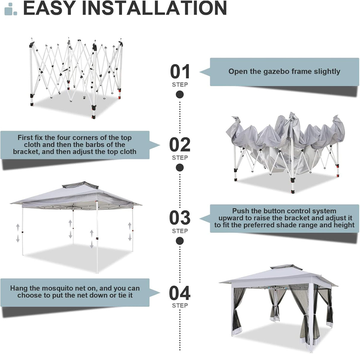 COBIZI 12x12 Pop up Gazebo On Clearance with Mosquito Netting,Waterproof Roof & Sandbags,Outdoor Canopy Tent with 4 Ropes,8 Stakes,Carrying Bag,Patio Portable Gazebo for Garden,Backyard,Lawn,Darkgrey