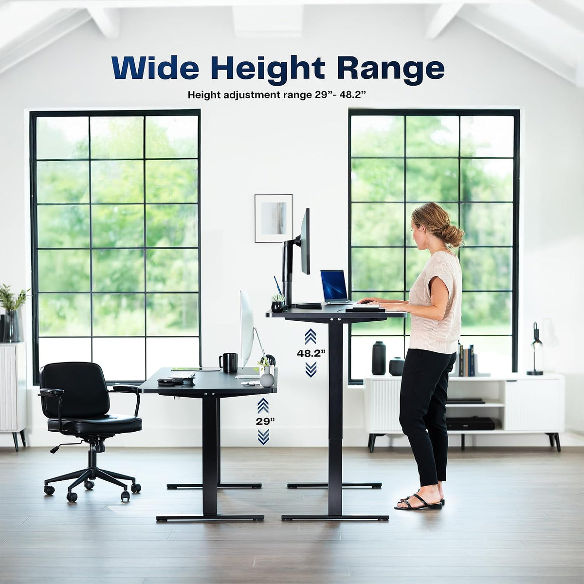 VIVO Electric 63 x 32 in Standing Desk, Memory Height Adjustment, 1B Series, Holds 220 lbs, Black Carbon Fiber Top Black Frame, DESK-KIT-1B1R