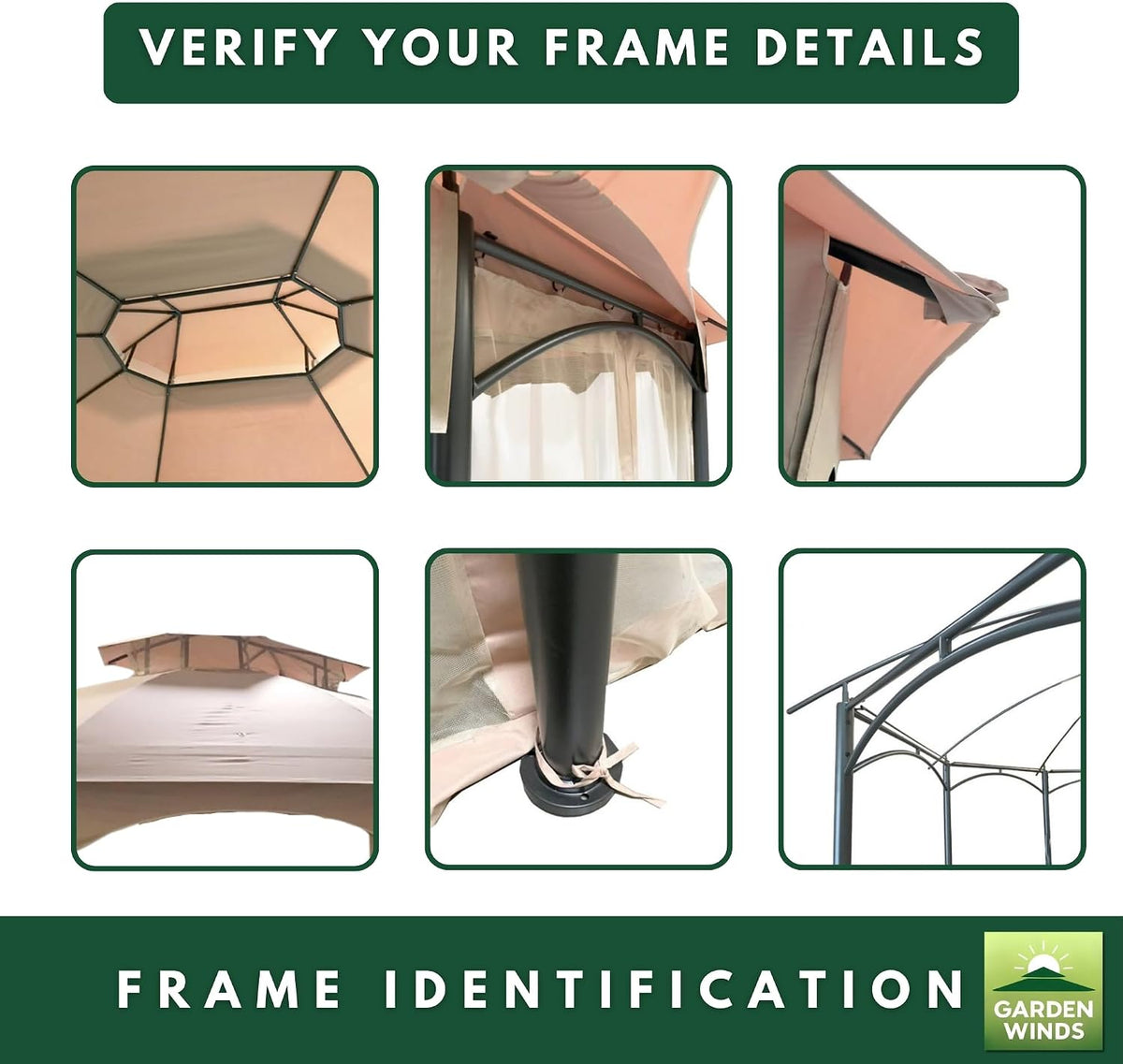 Garden Winds Durable Replacement Canopy Top Cover Compatible with The L-GZ1138PST, A101001100, L-GZ1138PST-A Manhattan Oval Gazebo - Classic Sand, 350