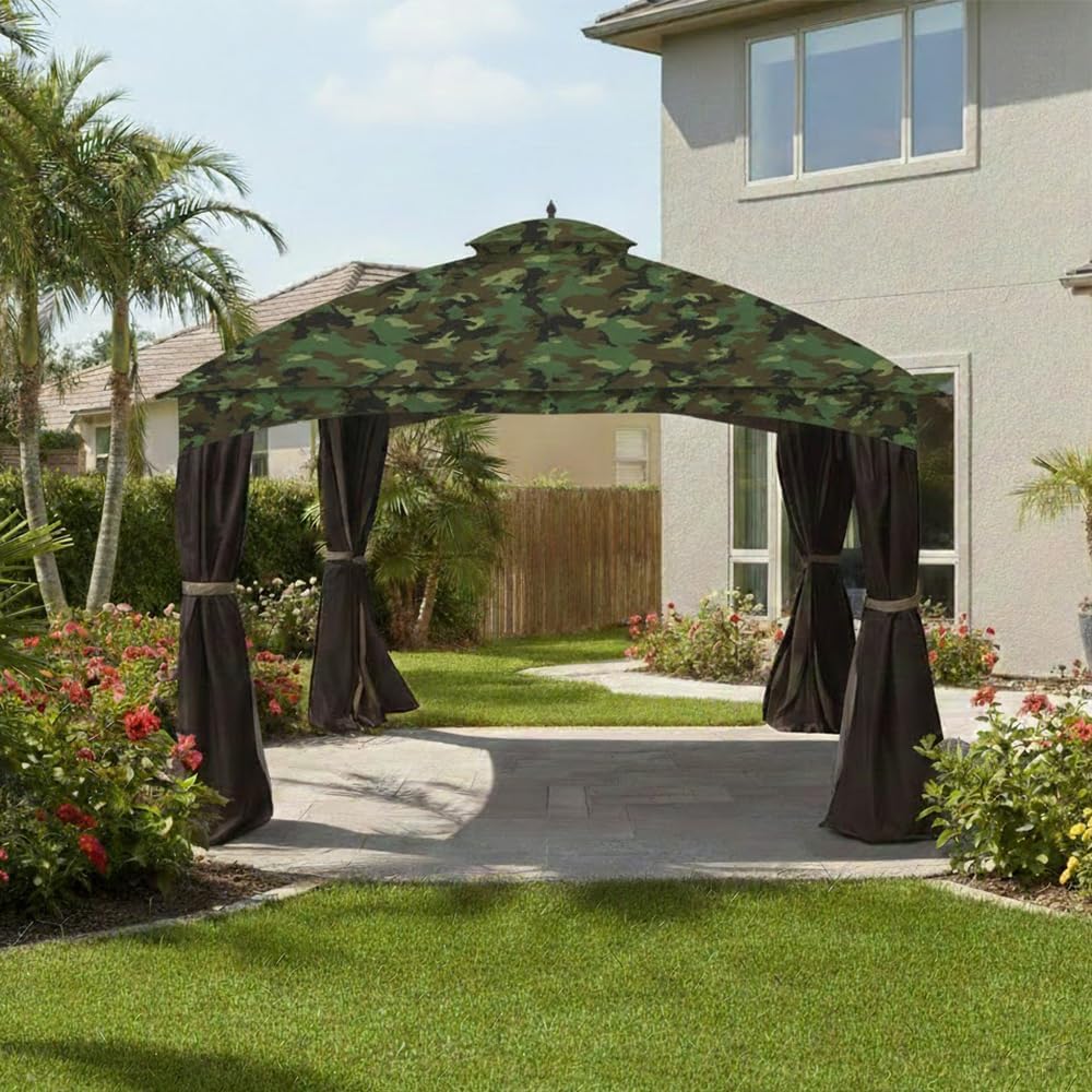 Garden Winds Replacement Canopy for Allen Roth 10x12 Gazebo - Standard 350 - Camo Green Will NOT FIT Model GF-12S004B-1
