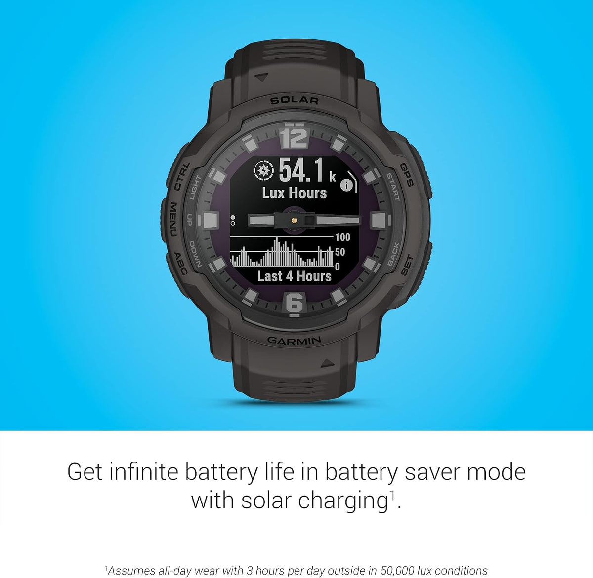 Garmin Instinct Crossover Solar, Rugged Hybrid Smartwatch with Solar Charging Capabilities, Analog Hands and Digital Display, Graphite