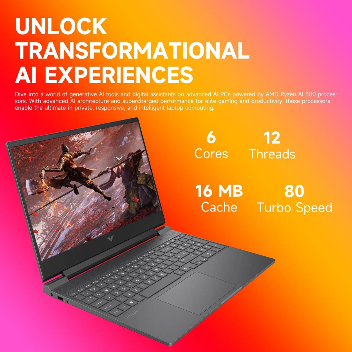HP Victus RTX 4050 AI Gaming Laptop with Copilot, 15.6 FHD 144Hz, AMD Ryzen 7 7445HS(Beats Intel i7-13700), NVIDIA RTX 4050, 32GB DDR5 RAM, 1TB SSD, Backlit KB, Bundle with PCO Laptop Cooler