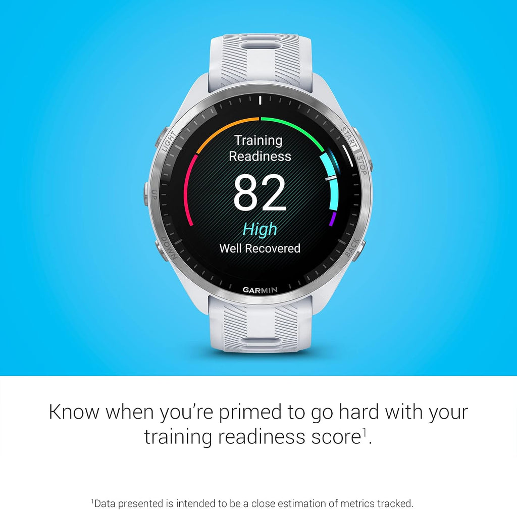 Garmin Forerunner® 965 Running Smartwatch, Colorful AMOLED Display, Training Metrics and Recovery Insights, Whitestone and Powder Gray
