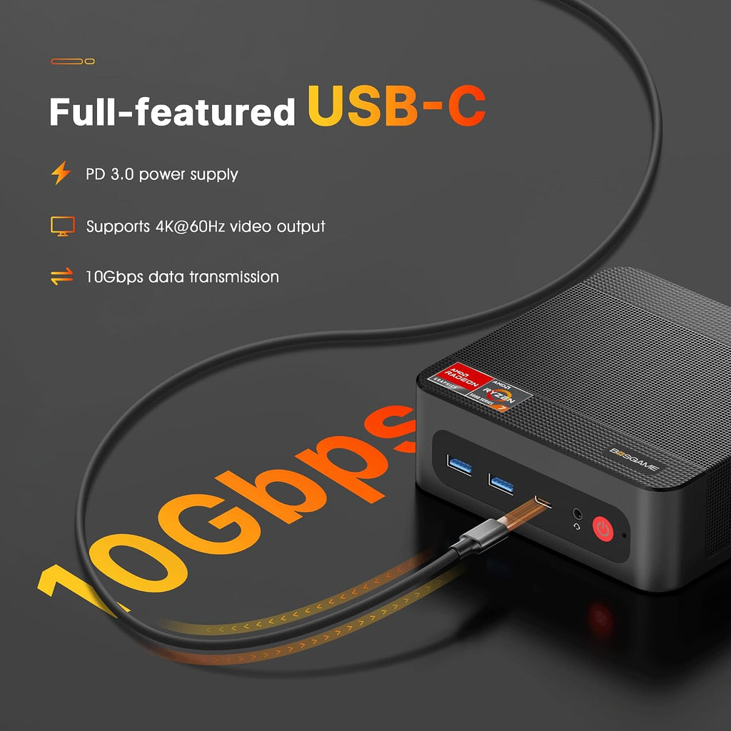 BOSGAME P4 Mini PC Desktop Computers, Ryzen 7 5825U, 32GB DDR4, 1TB M.2 2280 NVMe SSD, 11 Pro, Dual LAN 2.5G, Wi-Fi 6E, BT5.2, 4K Triple Display HDMI+DP+Type-C
