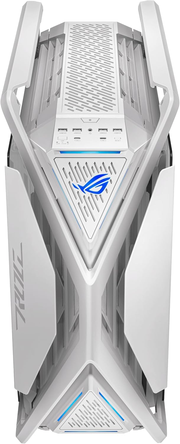 ASUS ROG Hyperion GR701 White EATX Full-Tower Gaming Case, High Airflow Design, Tool-Free Side Panels, Pre-Installed 4x140mm Fans, Supports 420mm Radiators, Built-in GPU Holder, Front USB-C