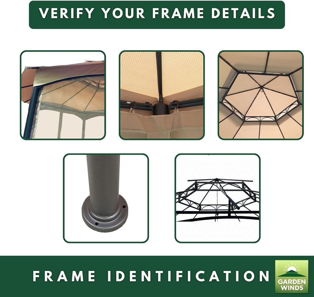 Garden Winds Durable 350 Replacement Canopy Top Compatible with Southbay Hexagon 12' x 12' Gazebo Models L-GZ793PST-A, A111005500 - Beige