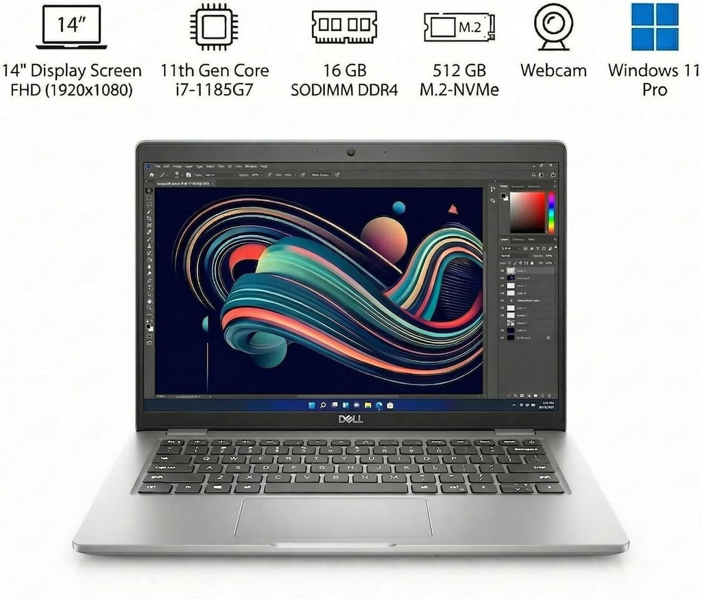 Dell Latitude 5420 14-Inch 1920 x 1080 FHD Laptop, Core i7-1185G7, 16GB DDR4 RAM, 512GB M.2 NVMe SSD, Thunderbolt 4, HDMI, Windows 11 Pro, Webcam, Business Laptop (Renewed)