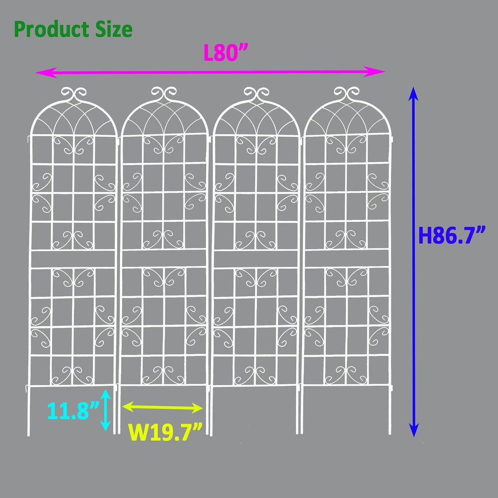 4-Piece Metal Garden Grille 86.7 'x 19.7' Rust Proof Grille (Total Length 182.68 inches) Metal Garden pergola Holiday Decoration Pavilion