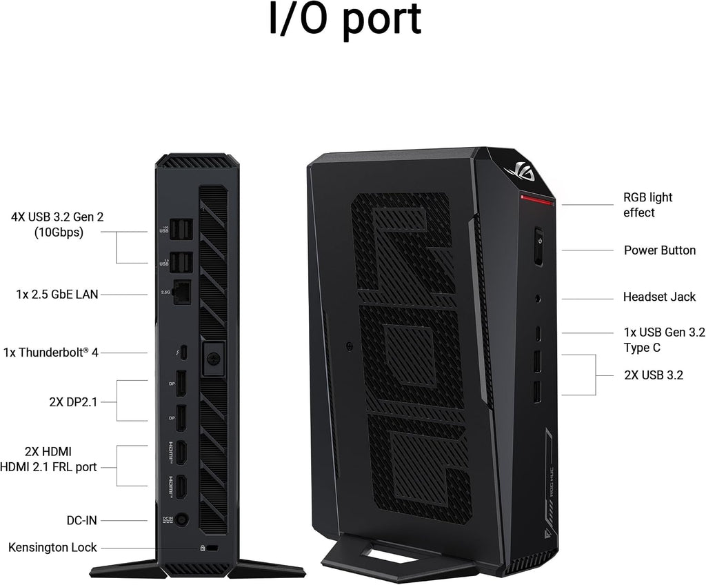 ROG NUC (2025) Gaming Mini PC with Intel® Core™ Ultra 9 (Series 2) ARL-HX CPU, NVIDIA® GeForce RTX™ 5070 Ti MobileGPU, 16GB DDR5 RAM, 1TB NVMe SSD, Thunderbolt 4 Triple-Fan Cooling and ARGB Lighting