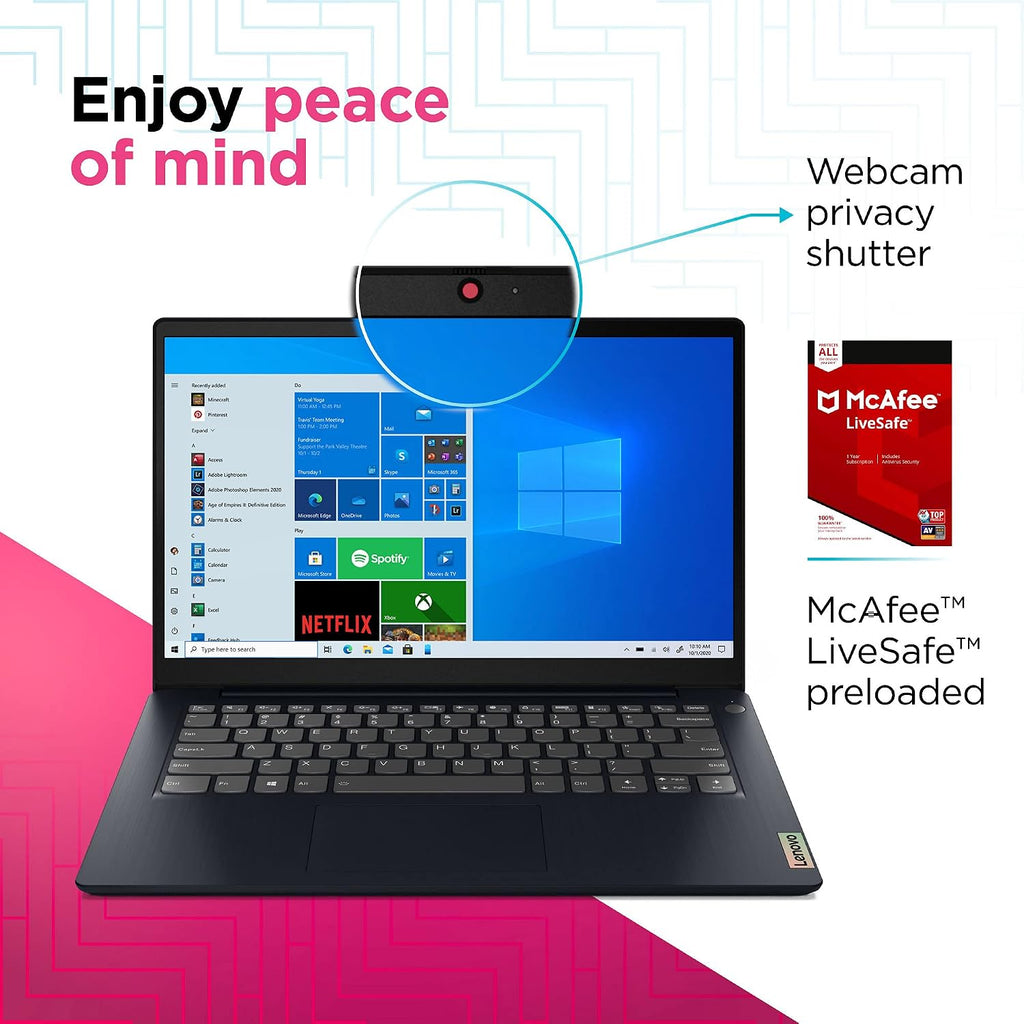 Lenovo IdeaPad 3 Laptop, 14.0' FHD Display, AMD Ryzen 5 5500U, 8GB RAM, 256GB Storage, AMD Radeon 7 Graphics, Windows 11 Home, Abyss Blue