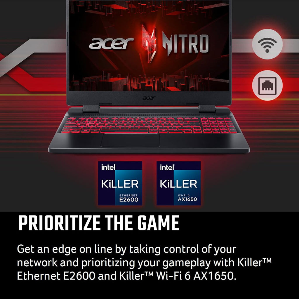 Acer Nitro 5 AN515-58-525P Gaming Laptop | Intel Core i5-12500H | NVIDIA GeForce RTX 3050 Laptop GPU | 15.6' FHD 144Hz IPS Display | 8GB DDR4 | 512GB PCIe Gen 4 SSD | Killer Wi-Fi 6 | Backlit Keyboard