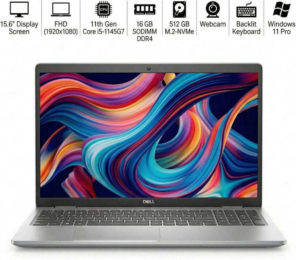 Dell 5520 Latitude Laptop 15.6' FHD Touch Screen (1920 x 1080) Notebook, 11th Gen Intel Core i5-1145G7, 16GB RAM, 512G M.2-NVMe, Thunderbolt, HDMI, Type-C, Webcam, Windows 11 Pro (Renewed)