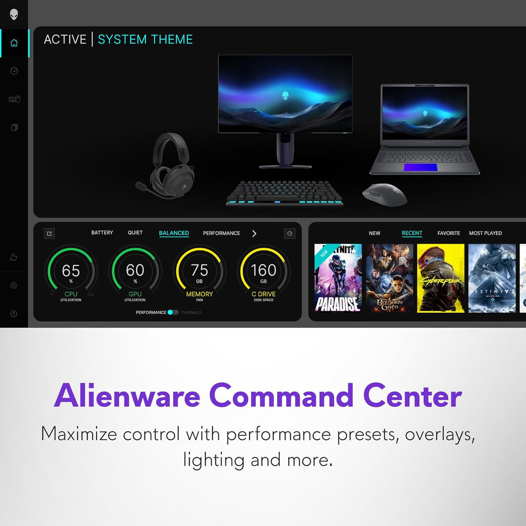 Alienware 16 Area-51 Gaming Laptop AA16250-16' WQXGA 240Hz Display, Intel Core Ultra 9-275HX, 32GB DDR5 RAM, 1TB SSD, NVIDIA GeForce RTX 5070Ti, Windows 11 Home, Onsite Service - Liquid Teal