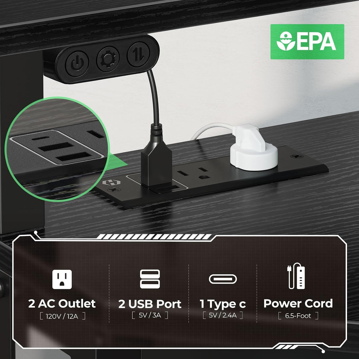 Rolanstar Corner Desk,44' W x 34' H Small Computer Desk with Power Outlets, Gaming Desk with LED Lights, Triangle Corner Table with Keyboard Tray & Monitor Stand for Small Space, Black