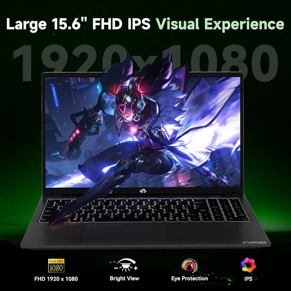 NIMO Gaming Laptop, 15.6' FHD IPS Anti-Glare Screen, AMD R7 7735HS (Up to 4.75GHz, Beat i7-12650H) Computer with 16GB DDR5 RAM 256GB SSD, 180° Viewing, Radeon 680M, 100W Type-C, for Business, College