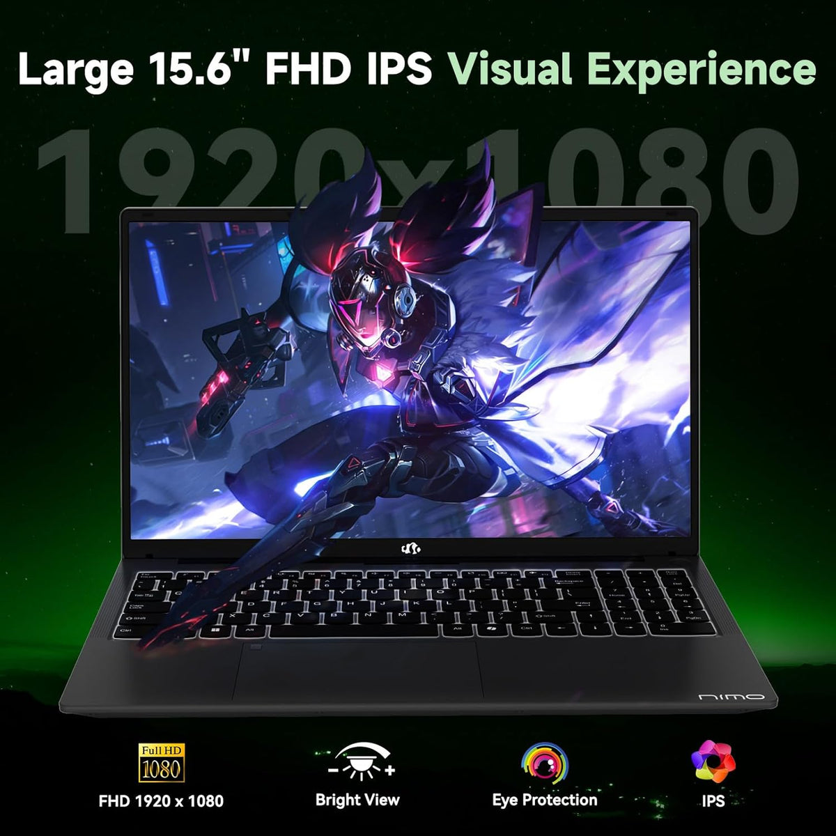 NIMO Gaming Laptop, 15.6' FHD IPS Anti-Glare Screen, AMD R7 7735HS (Up to 4.75GHz, Beat i7-12650H) Computer with 16GB DDR5 RAM 256GB SSD, 180° Viewing, Radeon 680M, 100W Type-C, for Business, College