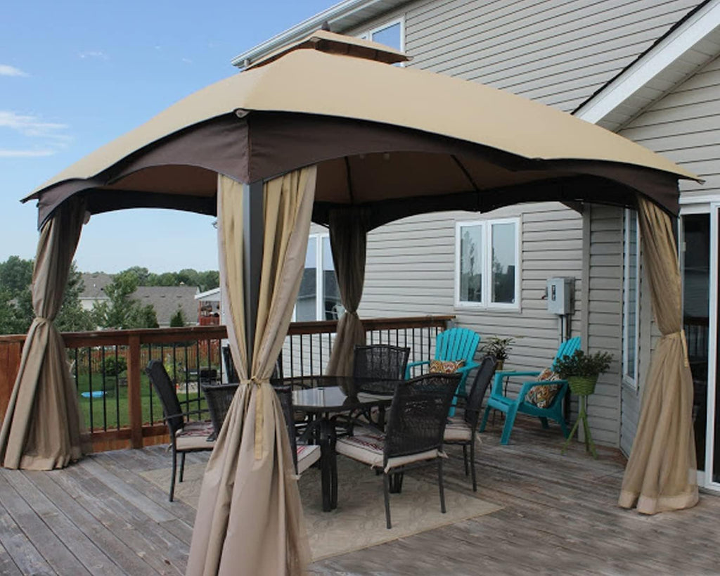 ABCCANOPY Gazebo Replacement Curtain 10'x12' - Universal Privacy Side Wall for Outdoor Gazebo, 4 Panel Only (Brown)