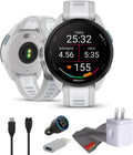 Garmin Forerunner 165 GPS Running Smartwatch, Fitness Tracker Smart Watch for Men and Women Bundle with Accessories - Mist Gray/Whitestone