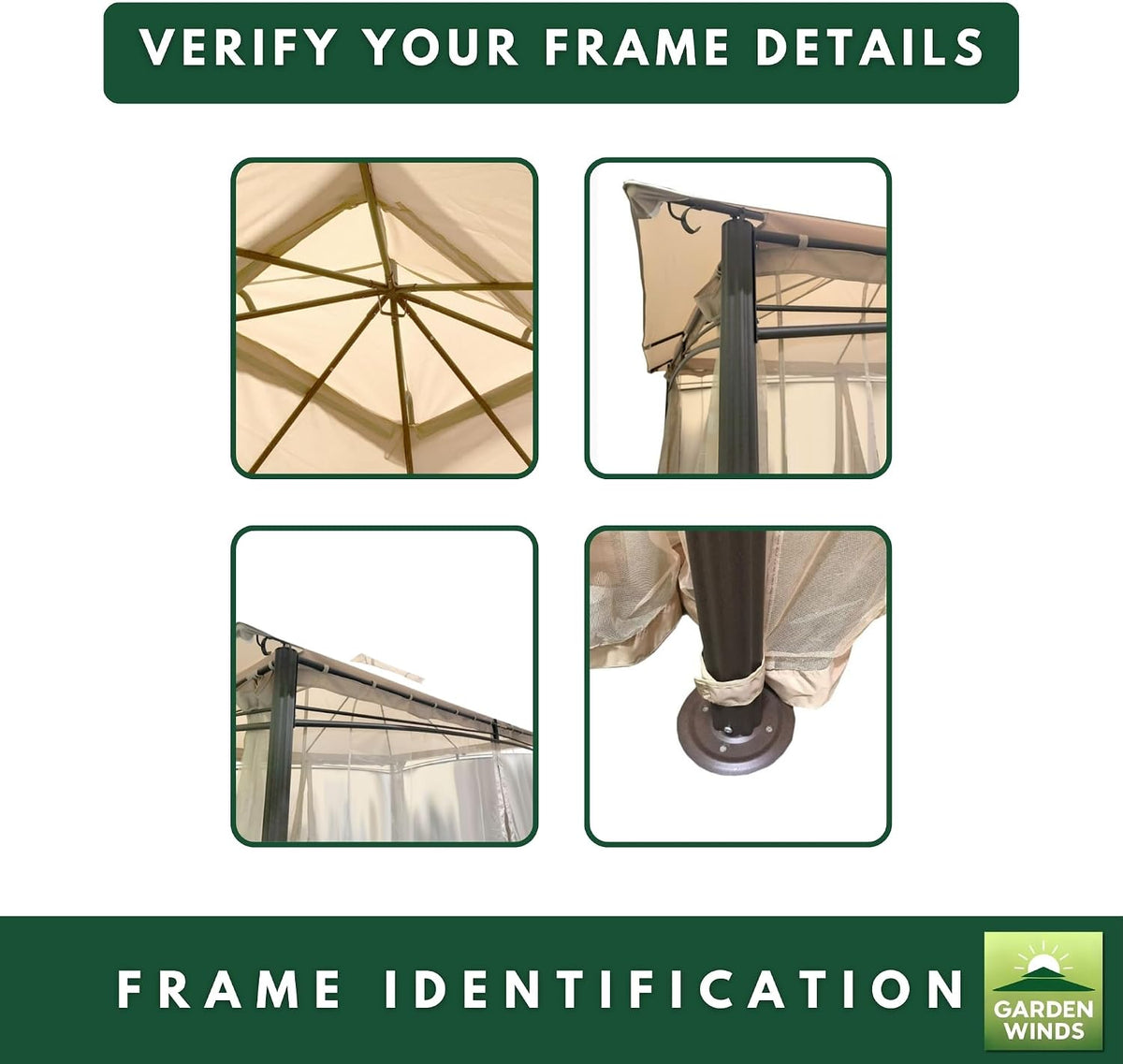 Garden Winds Durable 350 Replacement Canopy Top Compatible with Waterford 13' X 10' Gazebo Model 5LGZ6526-V5 - Beige