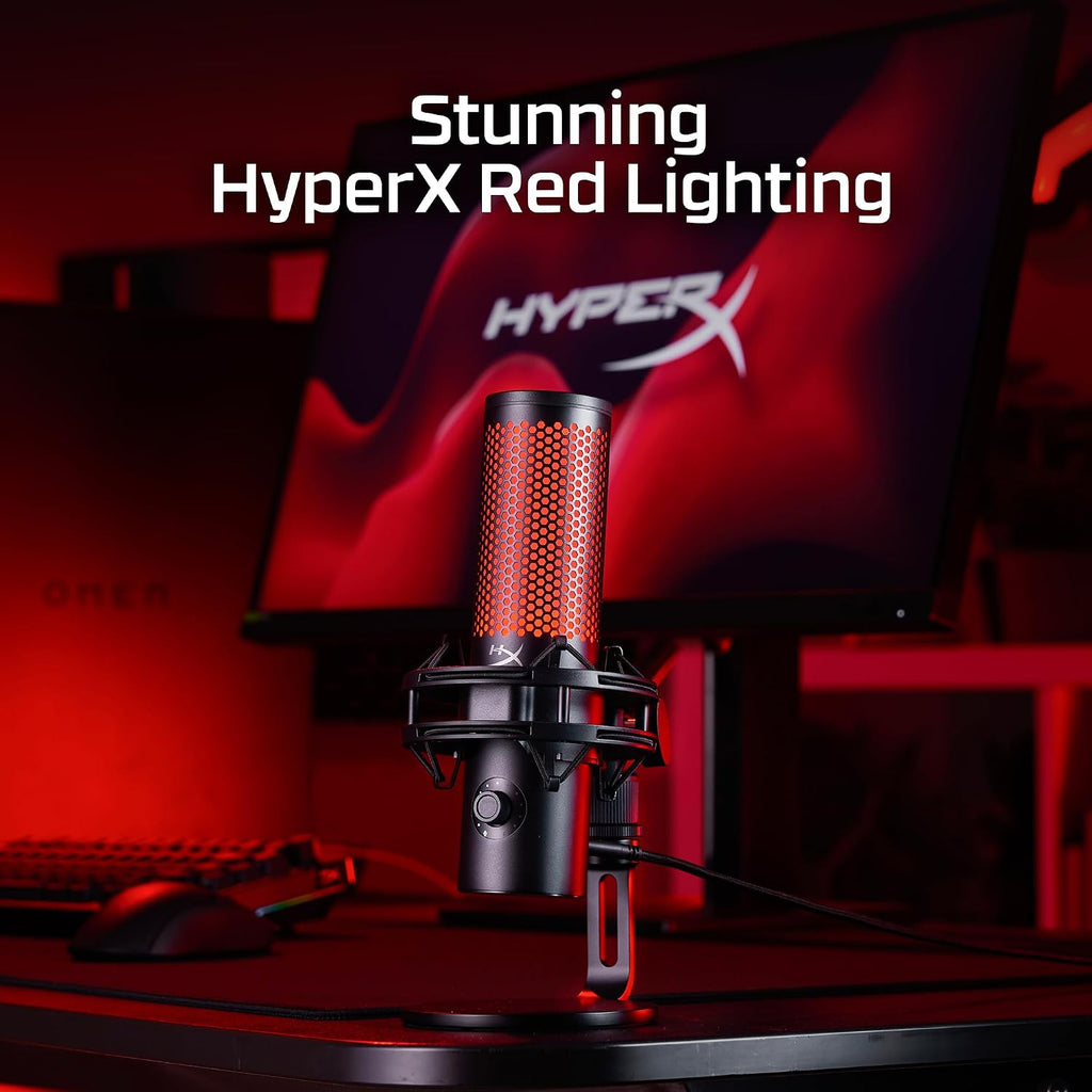 HyperX QuadCast 2 – USB Microphone for Gaming, Streaming and Podcasting, with On-Board Controls, LED Lighting, Removable Shock Mount, PC, Mac, PS5, PS4, USB-C - Black