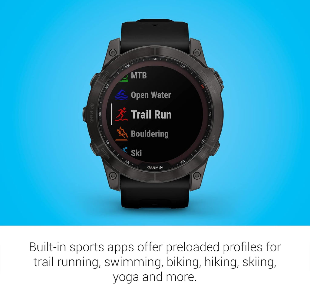 Garmin Fenix 7X Sapphire Solar Smartwatch Solar Charging Rugged Outdoor Watch with GPS Touchscreen (Renewed)