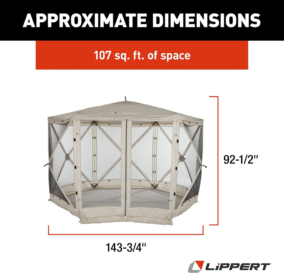 Lippert Picnic Popup Gazebo Tent for Camping, Patios and Easy Outdoor Shelter - 12' x 12', Brown