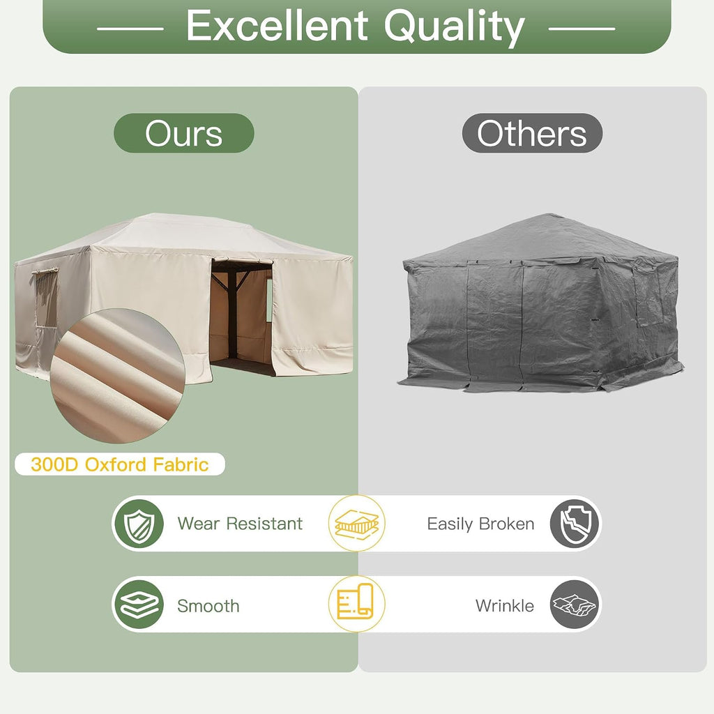 MELLCOM Winter Gazebo Cover for 12×16 Hardtop Gazebo, with Mesh Screens and Doors and Windows, Accessories for All Seasons