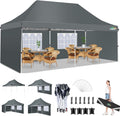 COBIZI 10x20 Pop Up Canopy with 4 Sidewalls, Conical Party Tent 10x20 with 3 Adjustable Height Waterproof, UV-Resistant EZ Outdoor Gazebo with Carry Bag, Sandbag, Stake, Rope for Parties, Commercial