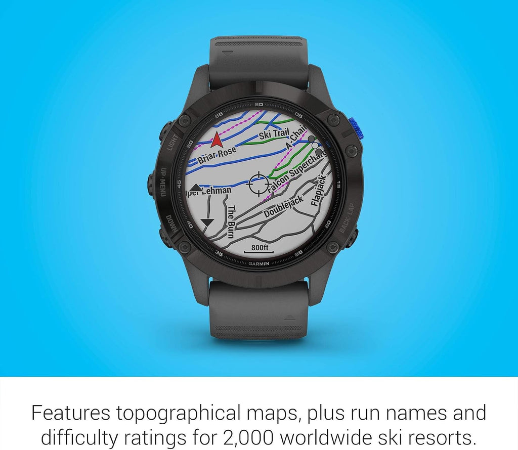Garmin Fenix 6 Pro Solar (GPS,1.4 inches) Solar-Powered Multisport, Advanced Training Features and Data, Black with Slate Gray Band (Renewed)