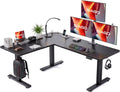 SIAGO L-Shaped Standing Desk - 63 x 55 Inch Adjustable Corner Standing Desk with Charging Station - L Shape Sit Stand Table with Memory Controller, Splice Board for Home Office