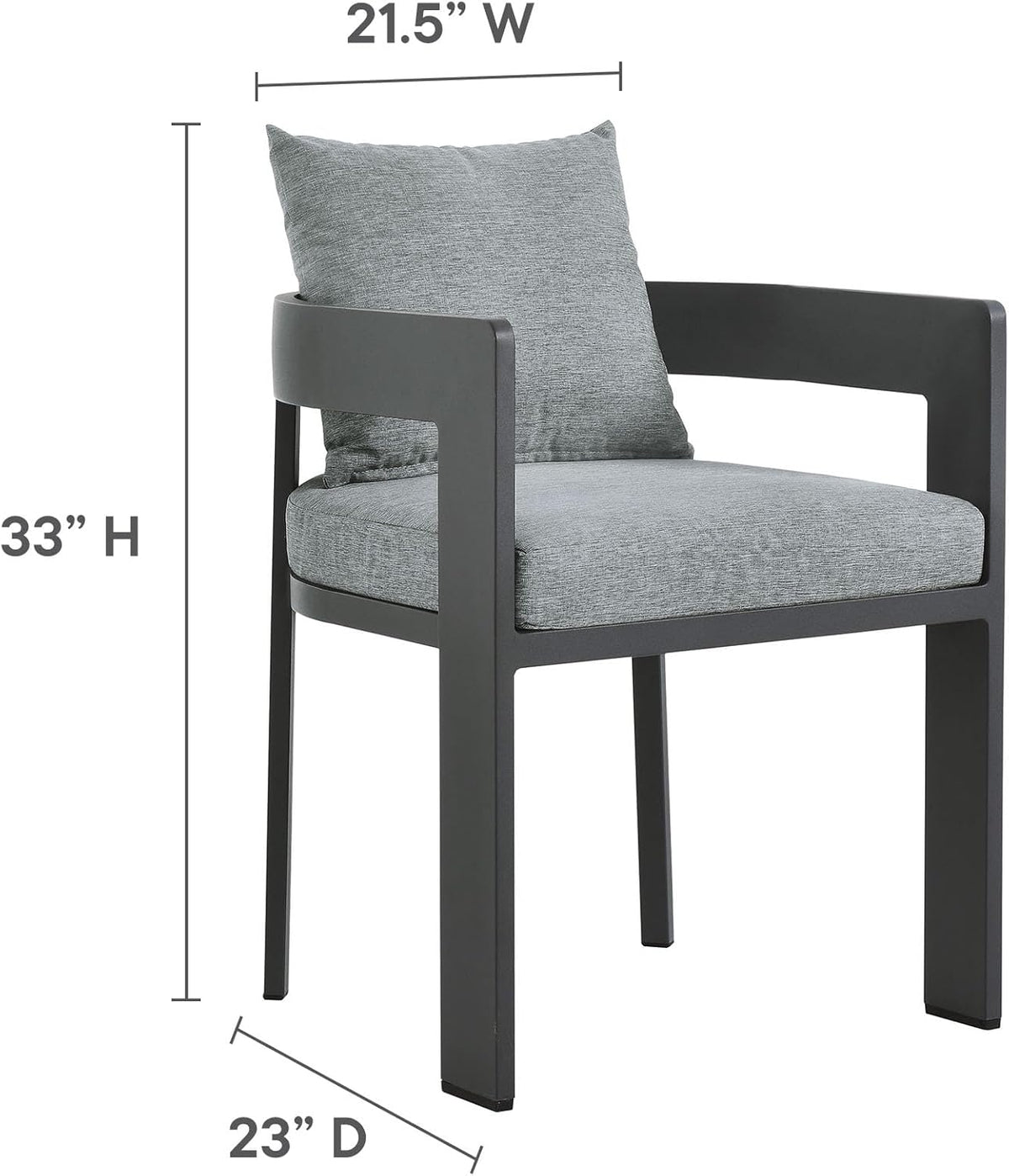 Modway Tahoe Outdoor Patio Powder-Coated Aluminum 9-Piece Dining Set in Gray Gray - Rectangular Patio Furniture Set for 8 - Outside Table with Umbrella Hole and Cushioned Chairs - Modern Patio Set
