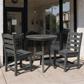 3 Piece Outdoor Patio Bistro Set with Umbrella Hole, HDPE Round Coffee Table and Porch Chairs Set of 2, Outdoor Patio Furniture Set with Bistro Table and Chairs for Balcony Garden Deck, Charcoal Gray