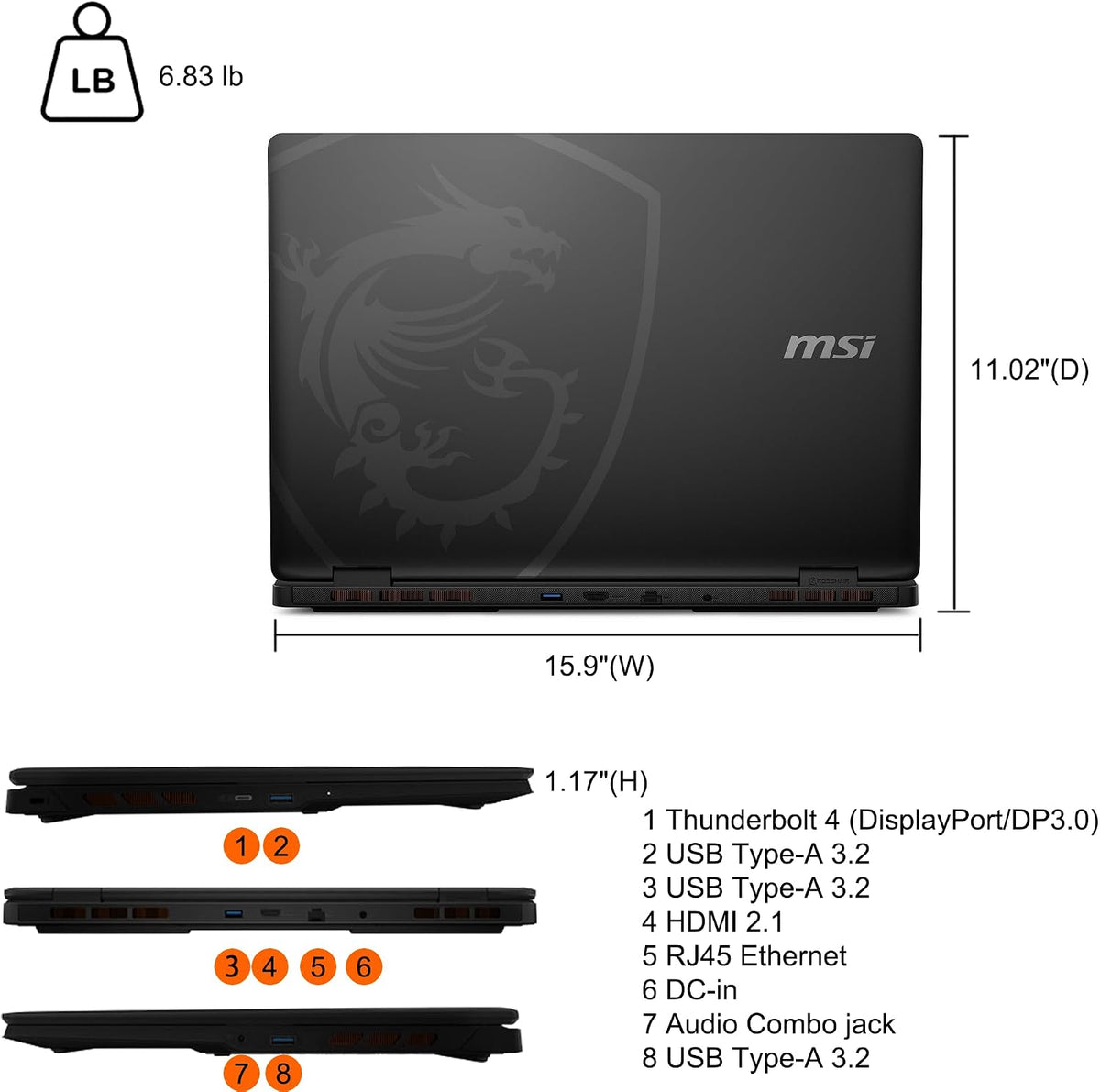 msi Crosshair 18 HX AI Gaming Laptop 18' QHD+ IPS 240Hz Intel 24-core Ultra 9 275HX (>i9-14900HX) 64GB DDR5 4TB SSD GeForce RTX 5070 (Up to 798 AI Tops) RGB Backlit Thunderbolt Win11Pro ICP Hub