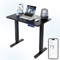 HUANUO 32' AI Smart Standing Desk with App-Synced Sedentary Reminders, Electric Height Adjustable Desk with Body-Data Ergonomic Presets, Voice Control Alexa/Google/Siri, 3 Memory Settings Table, Black