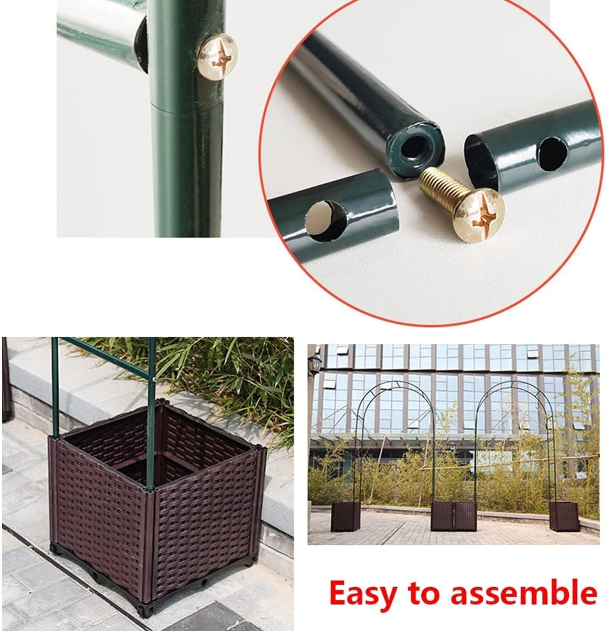 Garden Rose Arch, Pergola Garden Pavilion, Indoor and Outdoor Wedding Party Decoration, with A Pair of Rattan Boxes