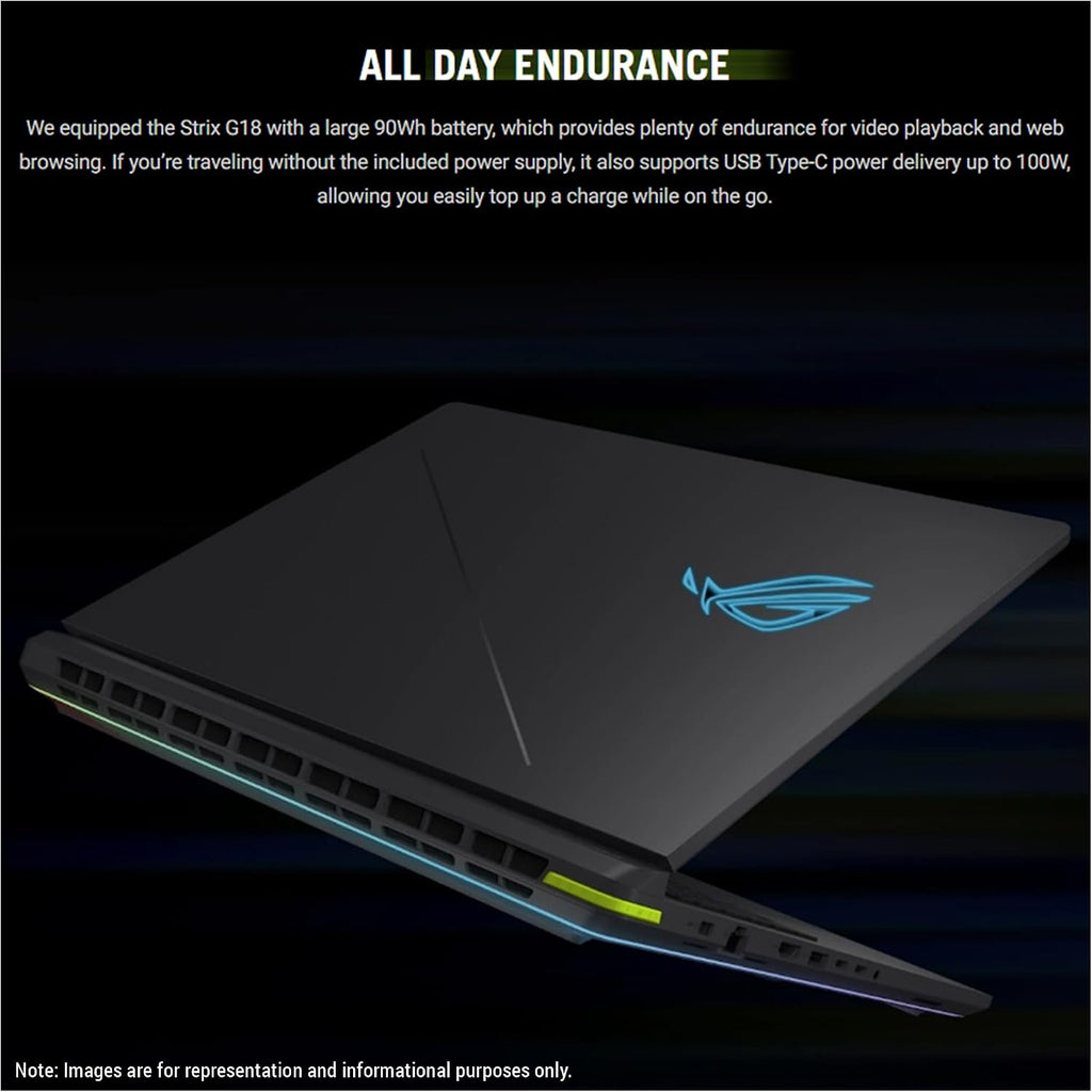 ASUS ROG Strix G18 Gaming Laptop, Intel Ultra 9-275HX, 64 GB DDR5 RAM, 1 TB PCIe SSD, 18' 2.5K (2560x1600) Display, Nvidia G-Force RTX 5060, Backlit Chiclet 4-Zone RGB Keyboard, W11 Home, Eclipse Gray