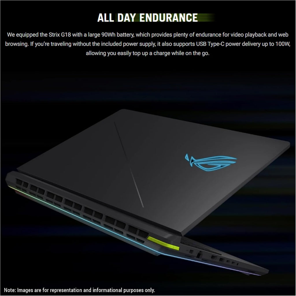 ASUS ROG Strix G18 Gaming Laptop, Intel Ultra 9-275HX, 32 GB DDR5 RAM, 1 TB PCIe SSD, 18' 2.5K (2560x1600) Display, Nvidia G-Force RTX 5060, Backlit Chiclet 4-Zone RGB Keyboard, W11 Home, Eclipse Gray