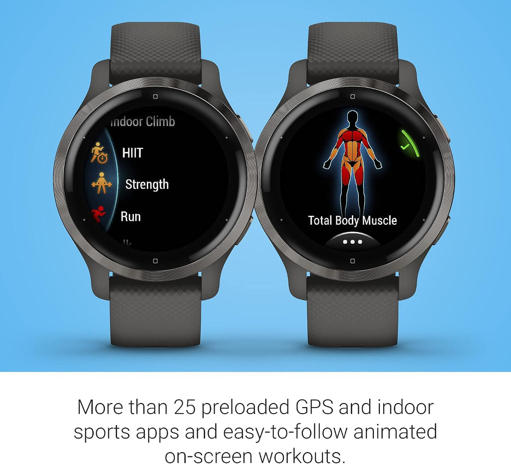 Garmin Venu 2S, Smaller-Sized GPS Smartwatch with Advanced Health Monitoring and Fitness Features, Slate Bezel with Graphite Case and Silicone Band, (010-02429-00)