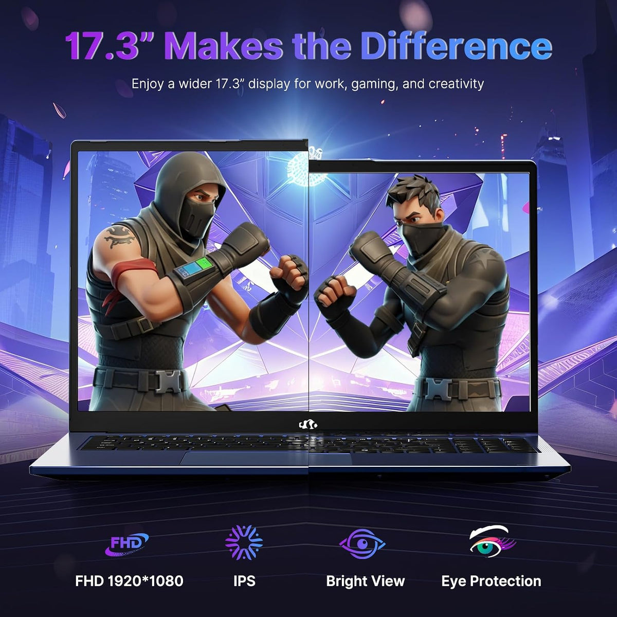 NIMO 17.3 Gaming-Laptop Ryzen 9 8945HS (Beat i9-13900H, Up to 5.2GHz) 16GB RAM, 1TB SSD, Radeon 780M, PD 100W Type-C AI-Enhanced for Copilot VR Ready, Backlit Keyboard, Fingerprint